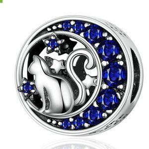 925 Stering Silver Charm Catty wondering Moon